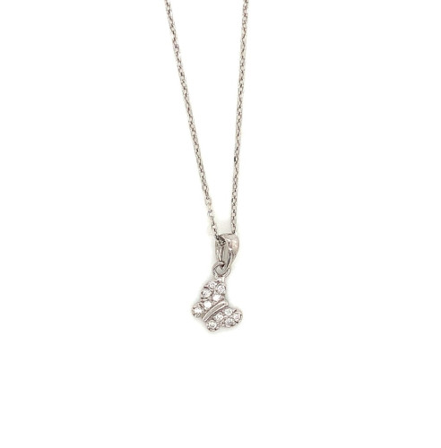 Κολιέ αλυσίδα με ασημένια πεταλούδα με λευκά ζιργκόν-1112