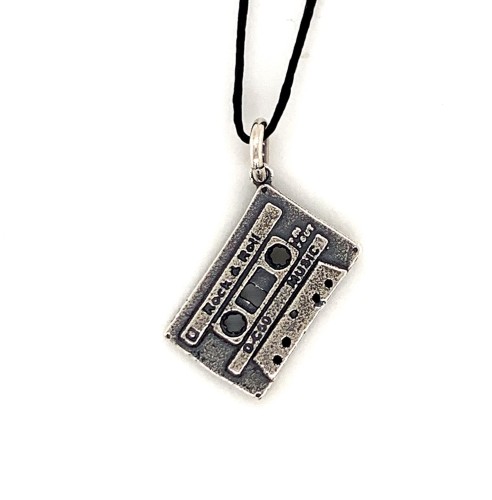 Κασέτα, ασημένιο μοτίφ, υπέροχο δώρο για vintage και retro φανς-265