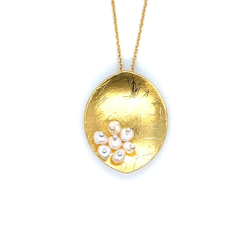 ΑΣΗΜΕΝΙΟ ΕΠΙΧΡΥΣΩΜΕΝΟ ΚΟΛΙΕ LEAF MARS ΜΕ BABY PEARLS-1704