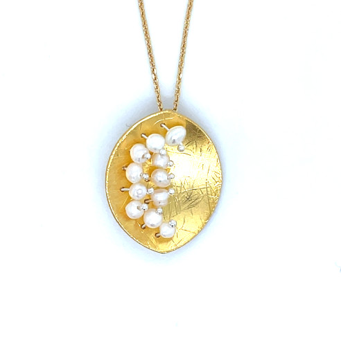 ΑΣΗΜΕΝΙΟ ΕΠΙΧΡΥΣΩΜΕΝΟ ΚΟΛΙΕ LEAF MARS ΜΕ BABY PEARLS-1710